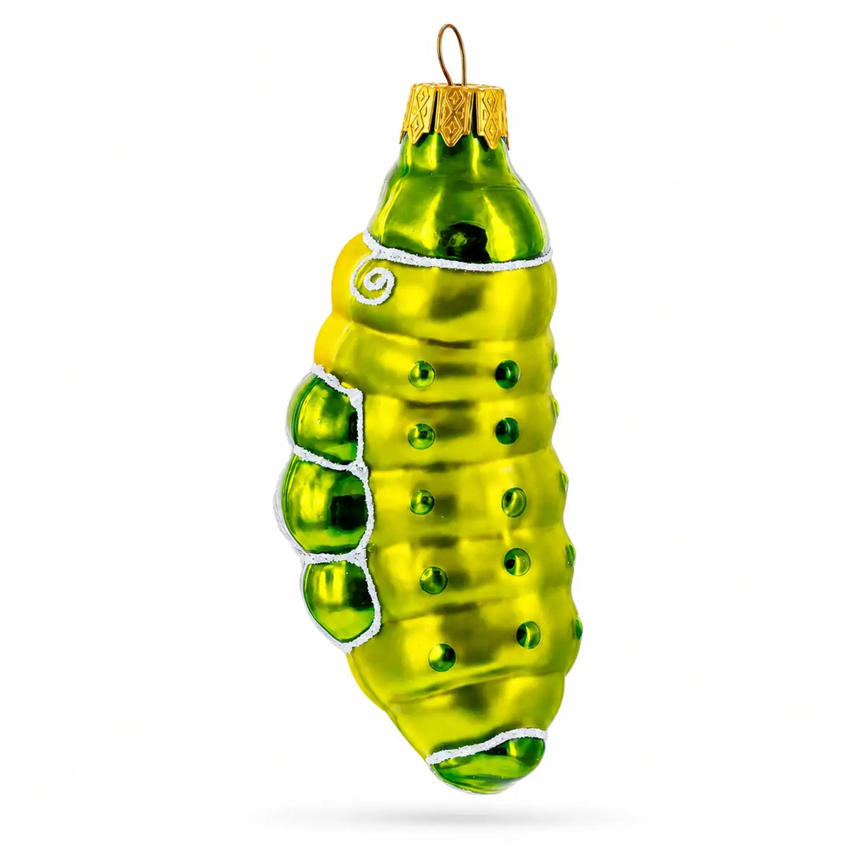 Happy Caterpillar glass ornament handcrafted