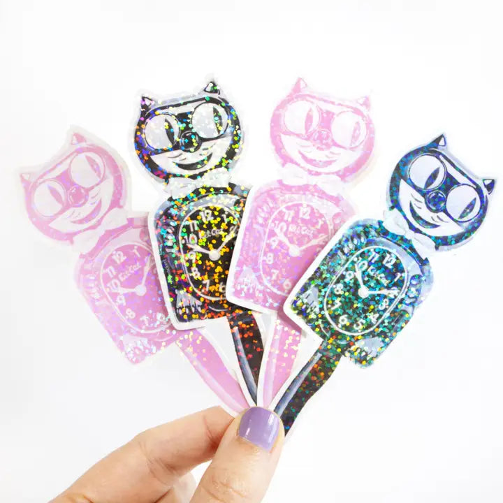 90s Kit Cat Glitter Sticker Pink-New Arrivals 2025-Little Fish Co.