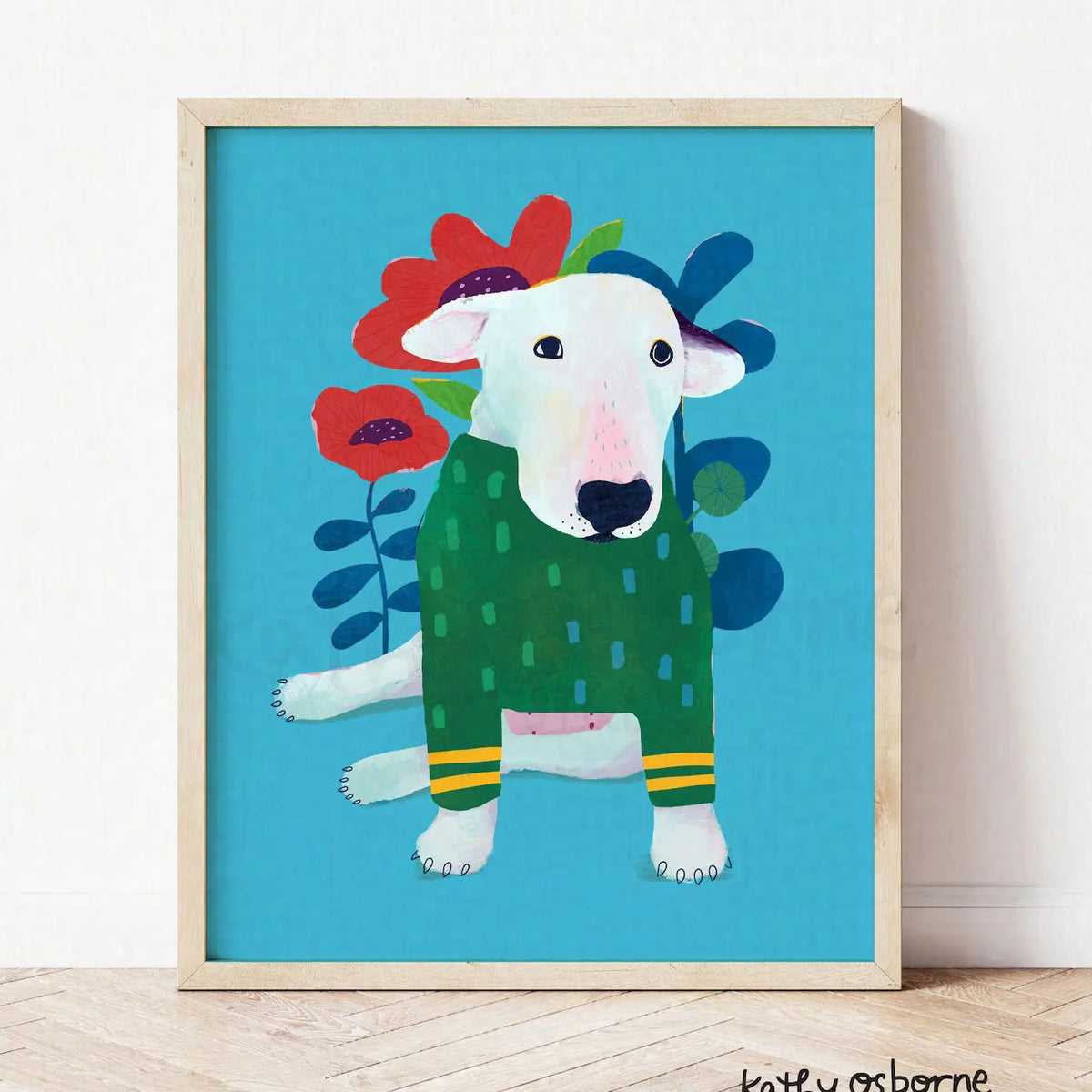 Whimsical Bull Terrier 8 x 10