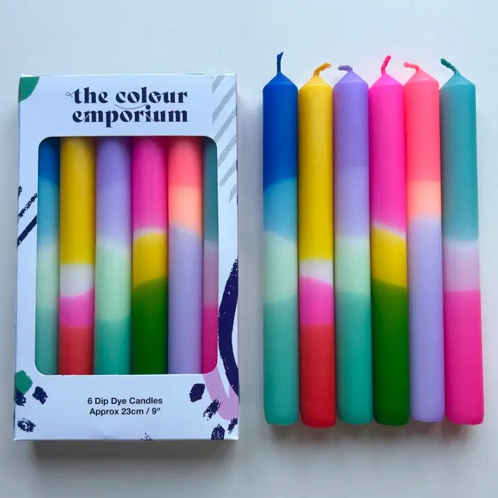Dip Dye Candles in Brights set of 6-Top 30 Party-Little Fish Co.