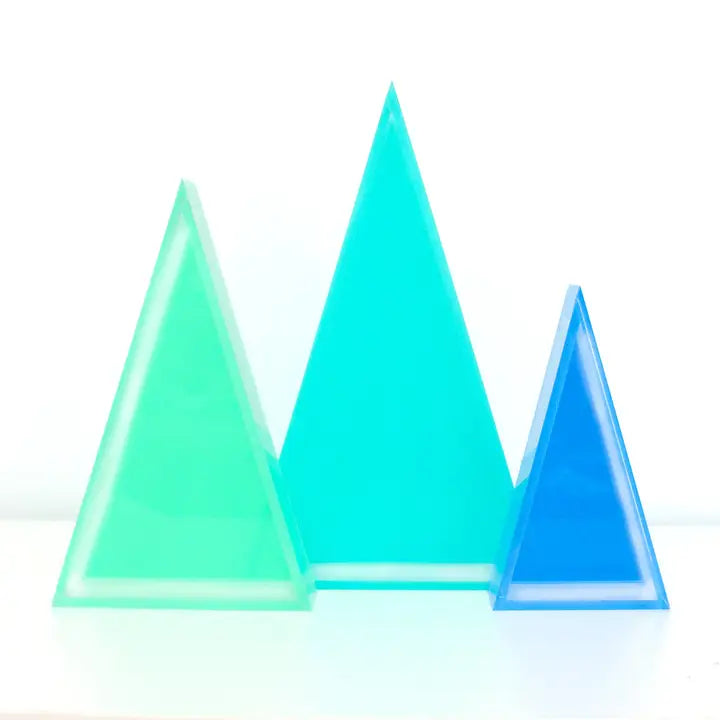 Blue Set Acrylic Triangle Christmas Tree Decorations-Top 30 Christmas-Little Fish Co.