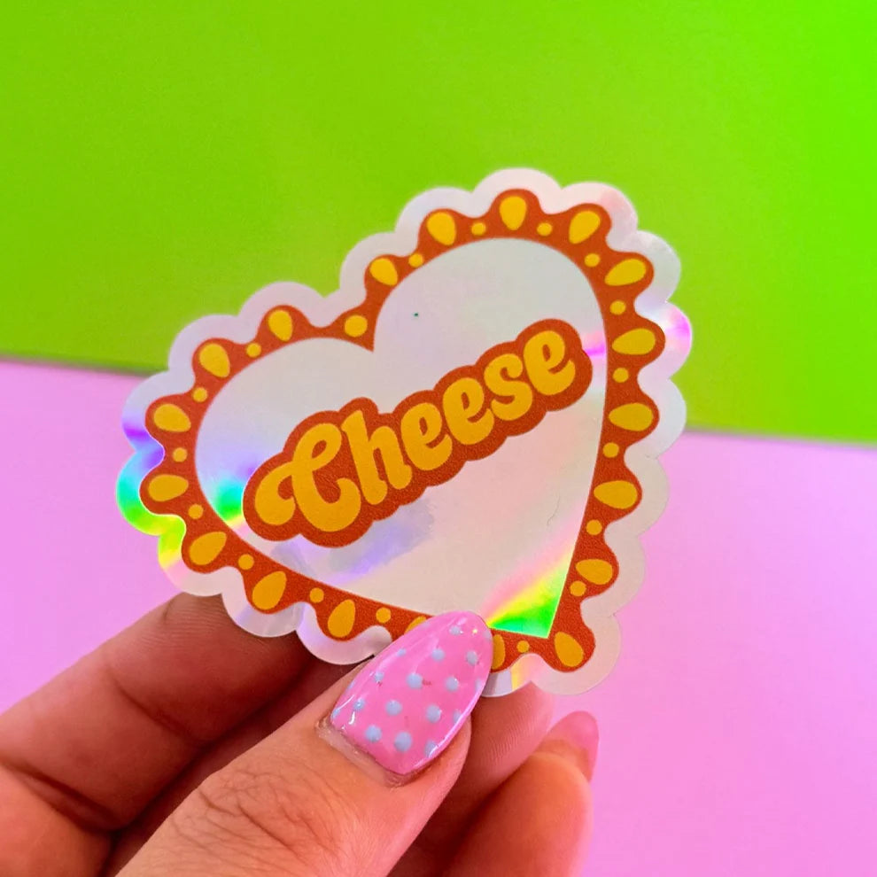Cheese Frilly heart Holographic Sticker