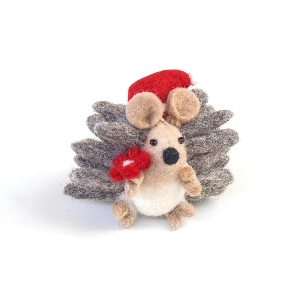 felt hedgehog with flower