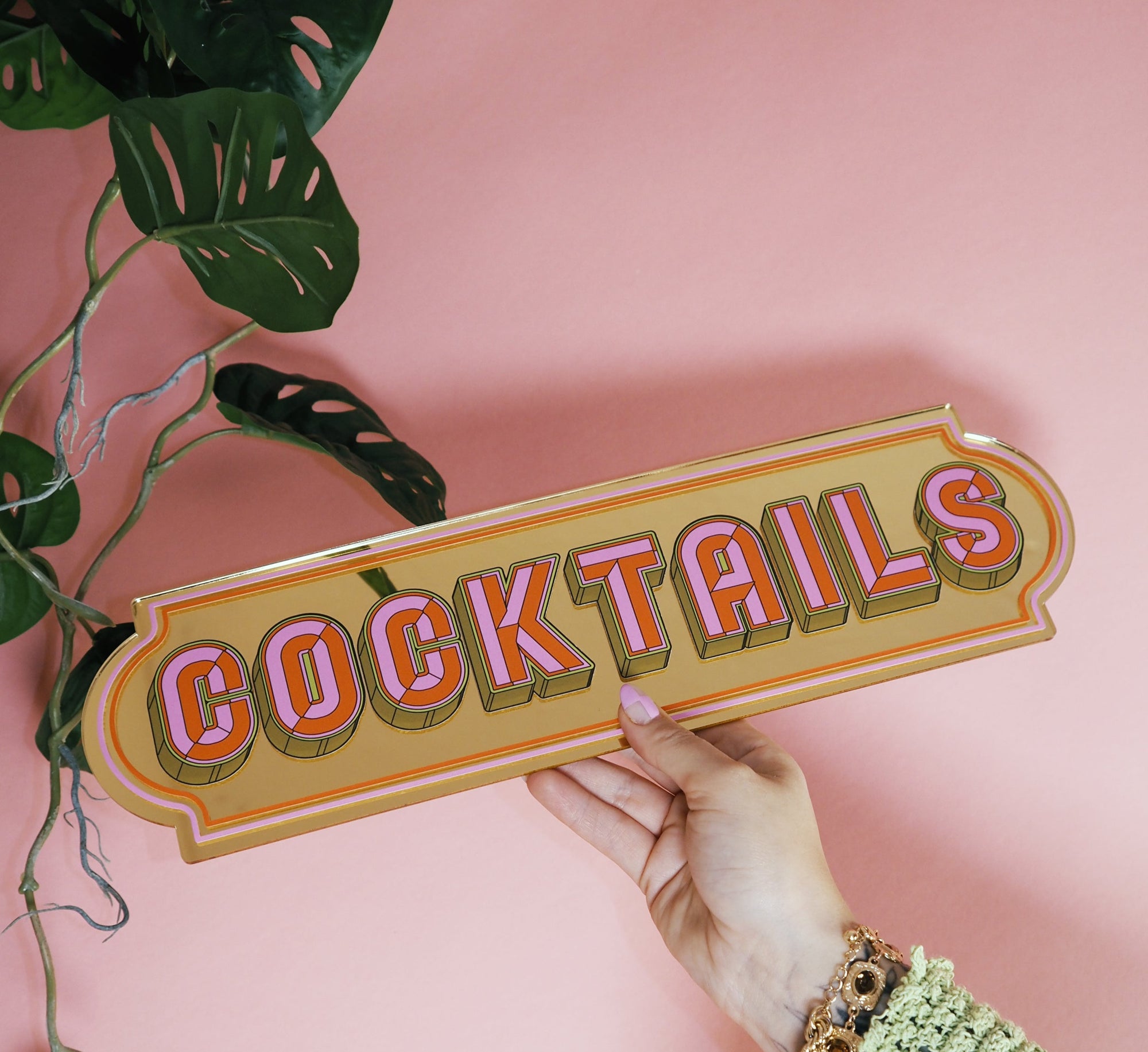 cocktails- gold rectangle mirror-Little Fish Co.