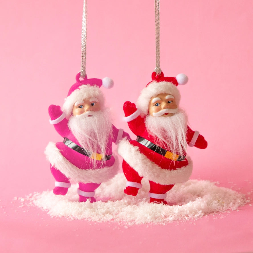 Retro Dancing Christmas Santa Ornament - Electric Pink-Top 30 Christmas-Little Fish Co.
