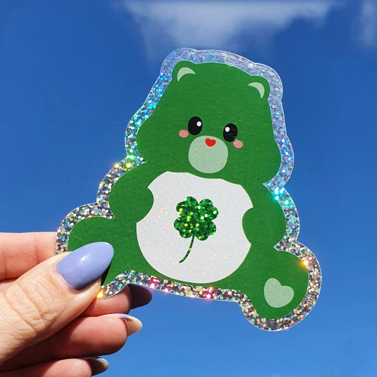 Glitter Car Bear Sticker - Good luck-top 30 back to school-Little Fish Co.