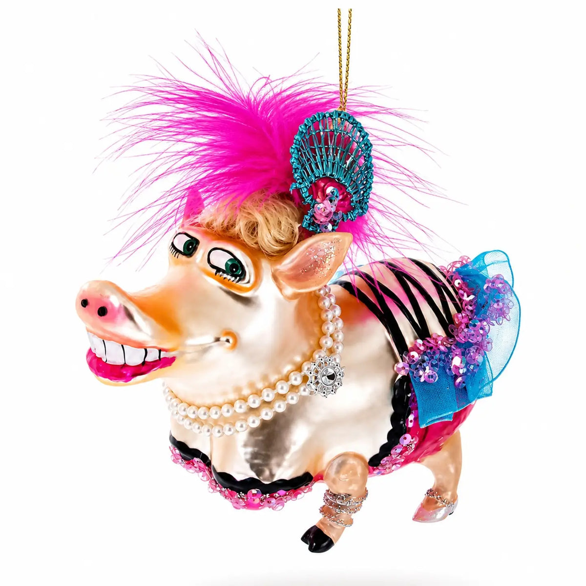 Fashion Glam Pig ornament handcrafted