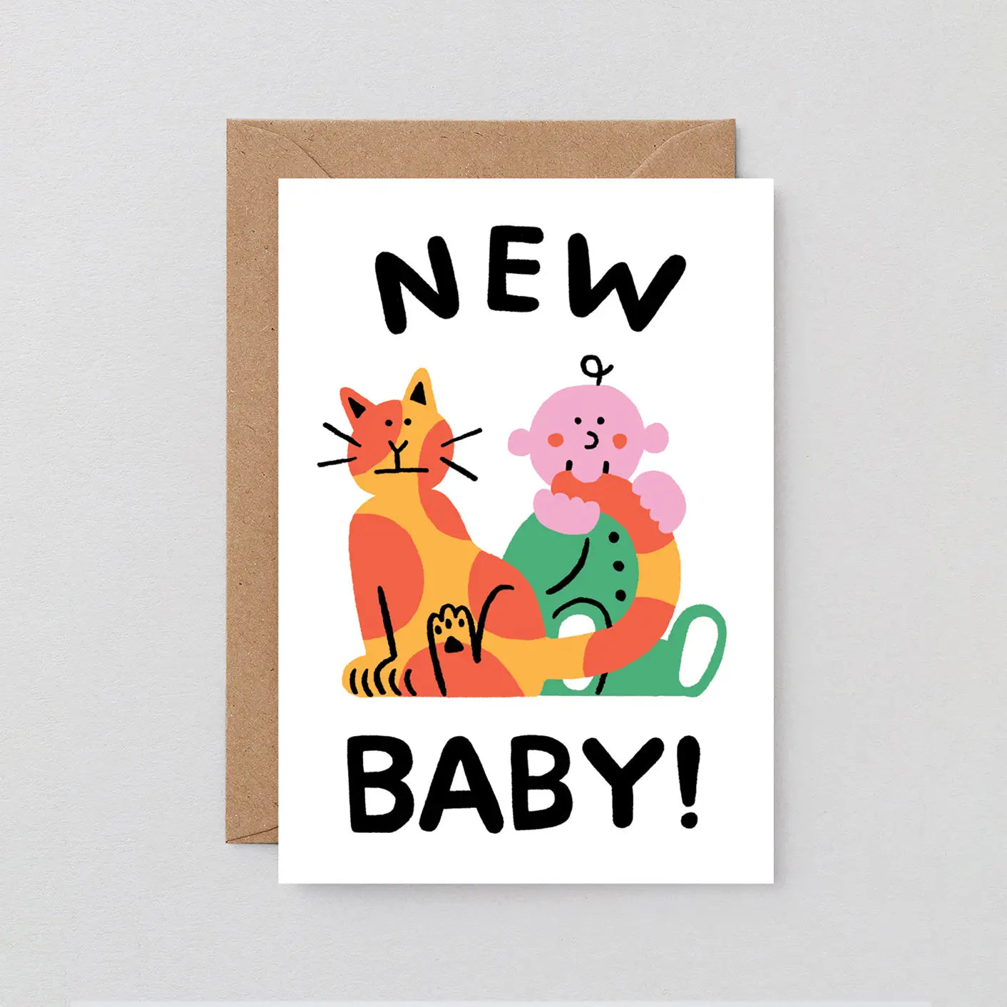 Baby and Cat Greetings Card