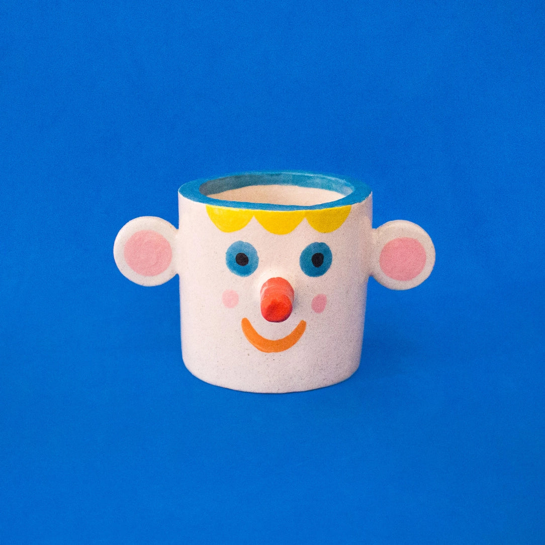Happy Face Little Pot Ceramic Vase-Little Fish Co.