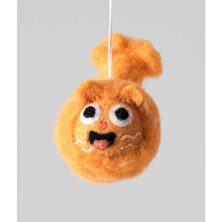 Handmade Felt Big Fluffy Cat Hanging Ornament-Top 30 Christmas-Little Fish Co.