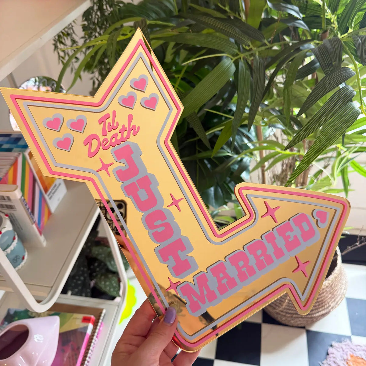 Just Married Arrow Mirror Large New!