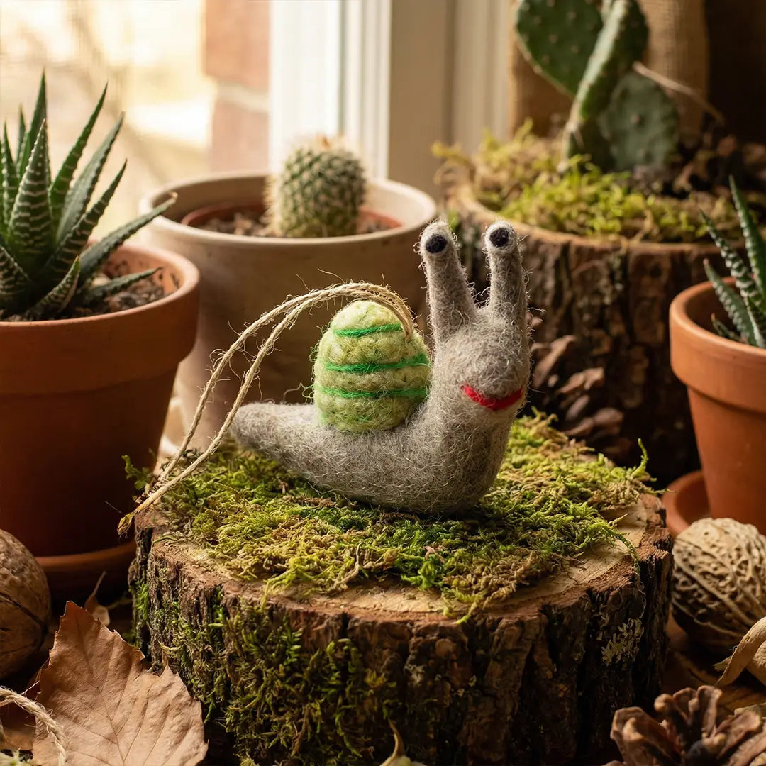 Handmade Shelby snail felt decoration