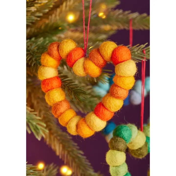 Set of 4 Pom Pom Hearts-Top 30 Christmas-Little Fish Co.
