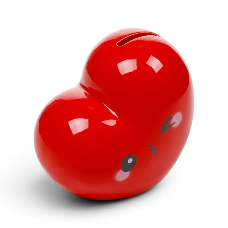 Red heart ceramic money box
