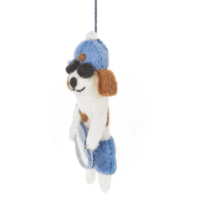 Handmade Felt Waveriding Surfer Dog Hanging Decoration-Top 30 Christmas-Little Fish Co.