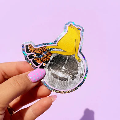 Disco Frog glitter sticker-Little Fish Co.