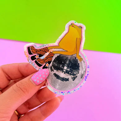 Disco Frog glitter sticker-Little Fish Co.