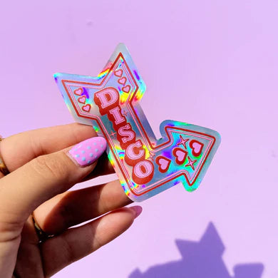 Retro Disco Arrow Holographic Sticker-Little Fish Co.
