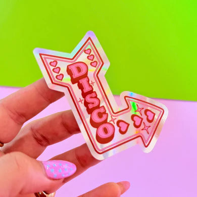 Retro Disco Arrow Holographic Sticker-Little Fish Co.