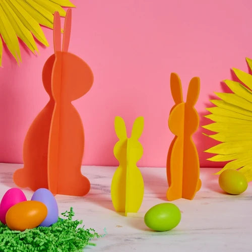 Set of 3 Acrylic Bunny in Orange-Fun-Little Fish Co.