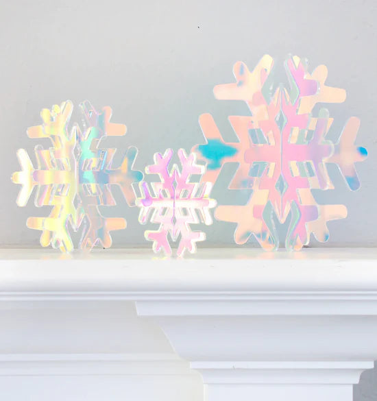 Iridescent acrylic snowflakes - set of 3-Fun-Little Fish Co.