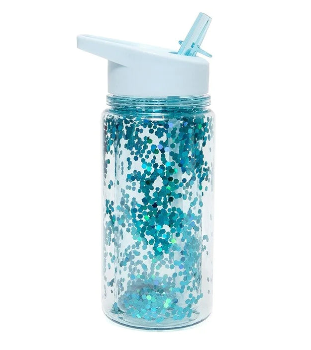 Drinking Bottle Glitter Dusty Aqua-Little Fish Co.
