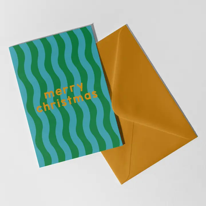 Blue and Green 'Merry Christmas' Christmas card (Ships September)-Top 30 Christmas-Little Fish Co.