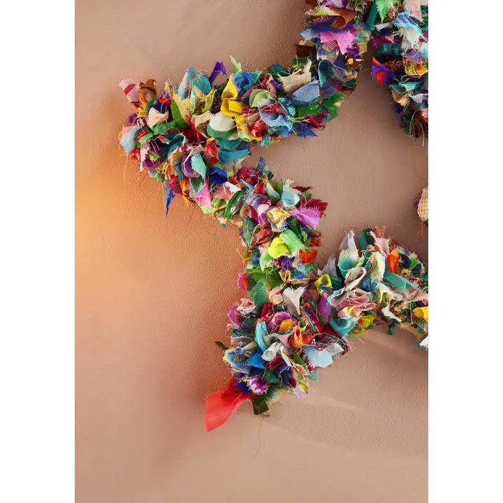 Recycled Sari wreath - Star-Little Fish Co.