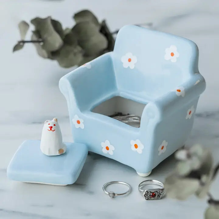 Floral Cat Chair Jewelry Box