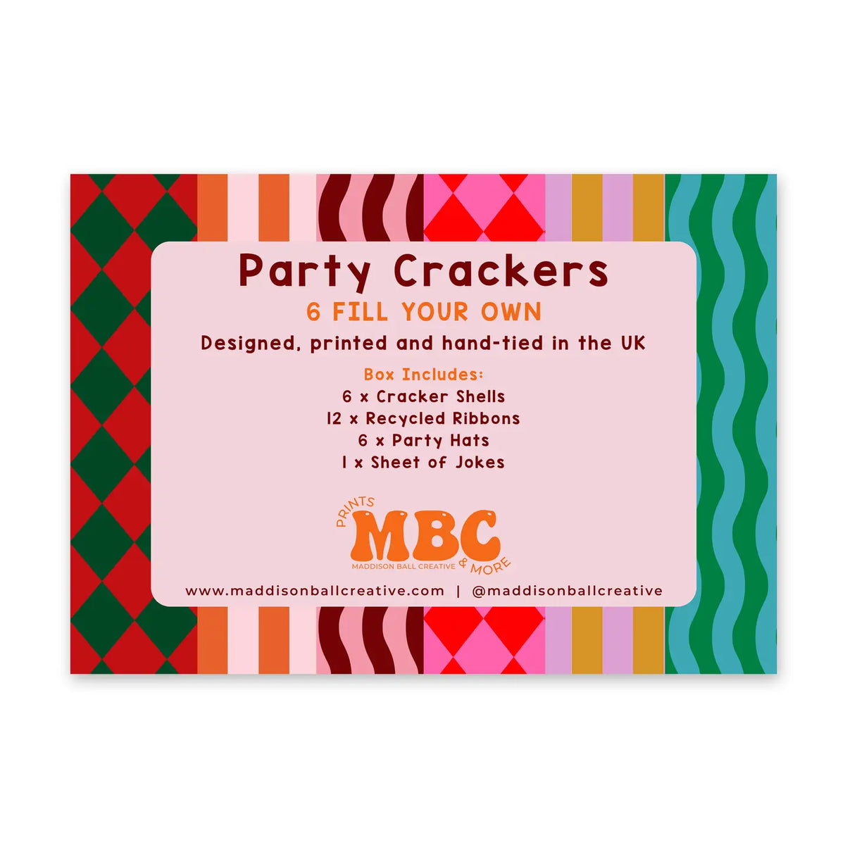 Multi colour stripe fill your own crackers
