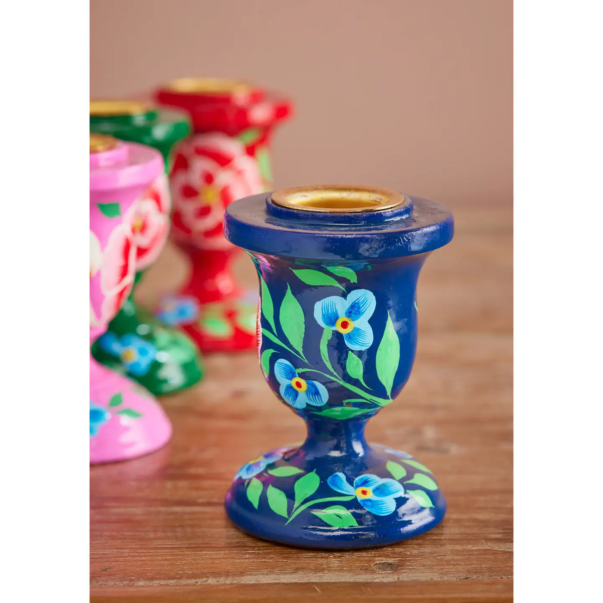 Floral Hand Painted candle holder small