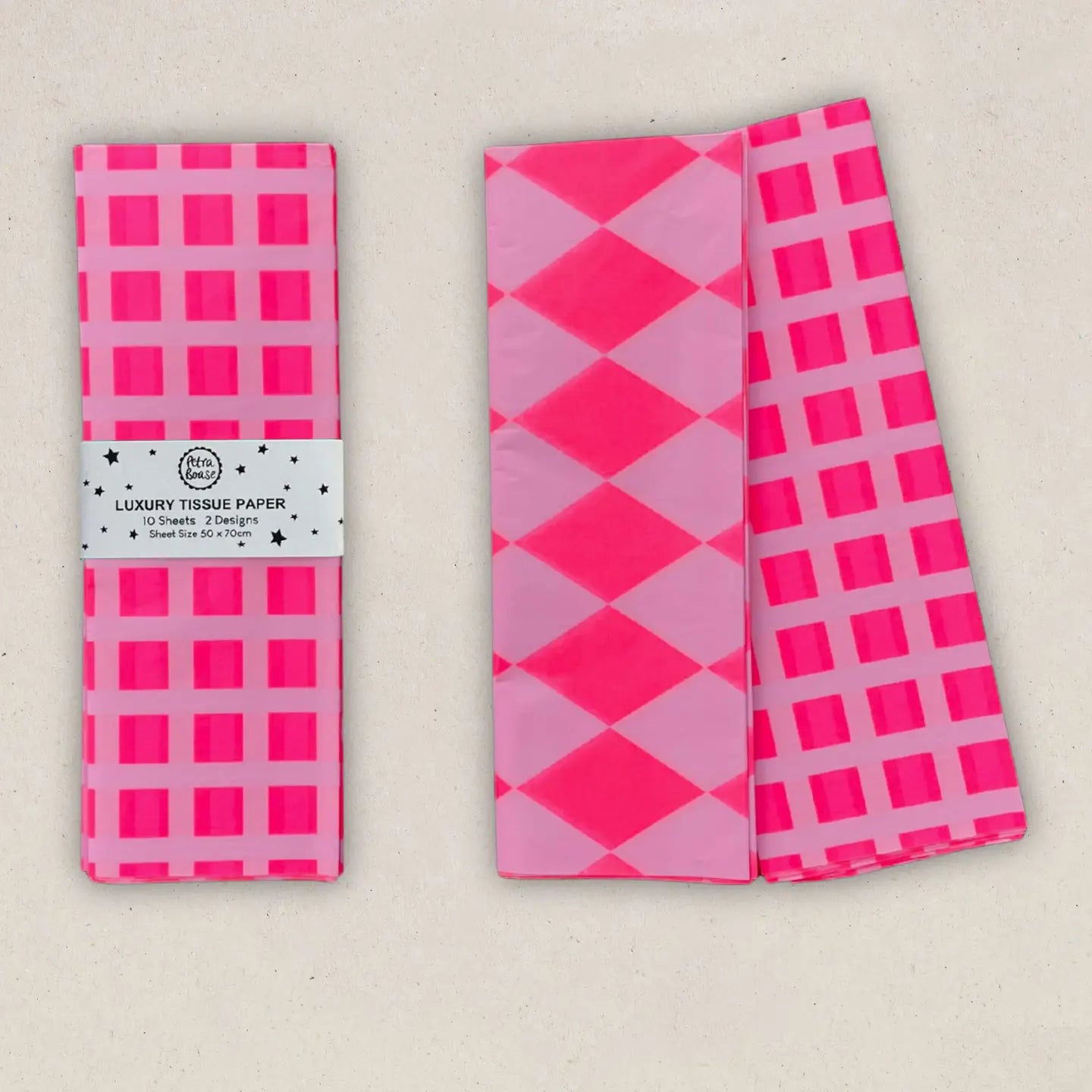 Luxury Patterned Tissue Paper Gift Wrap | Flouro Pink/Lilac-Little Fish Co.