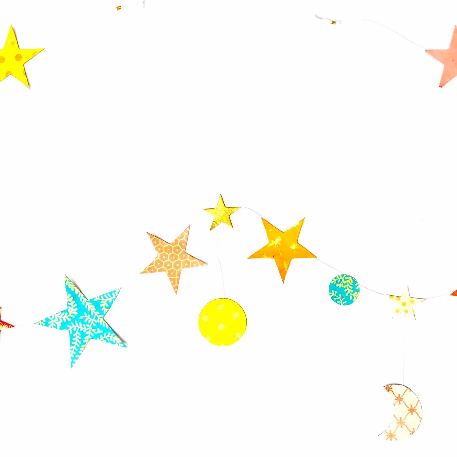 Mixed paper star moon garland-Fun-Little Fish Co.