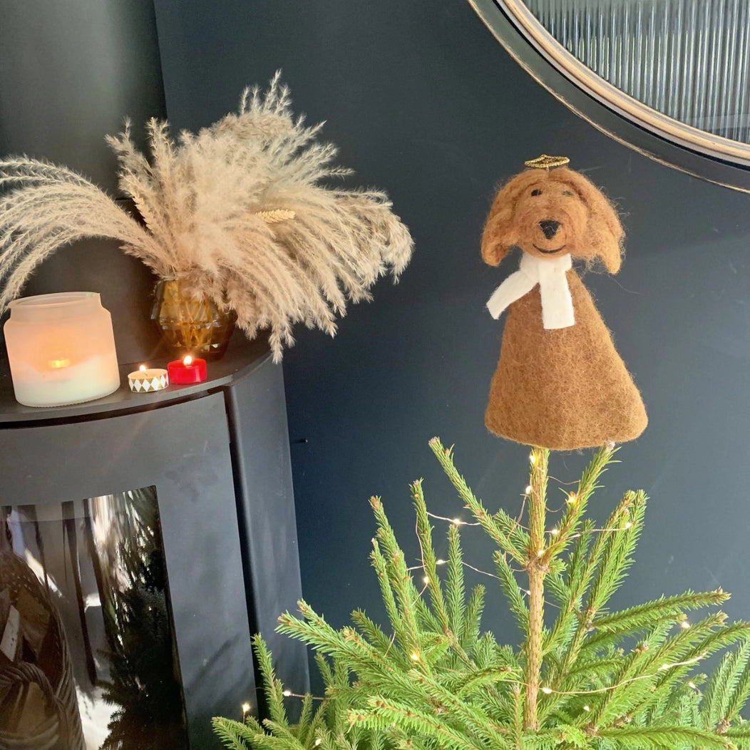 Handmade felt Dog Tree Topper