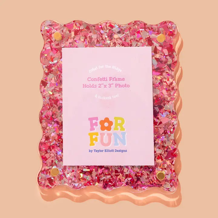 Acrylic magnet frame -Pink confetti-Little Fish Co.