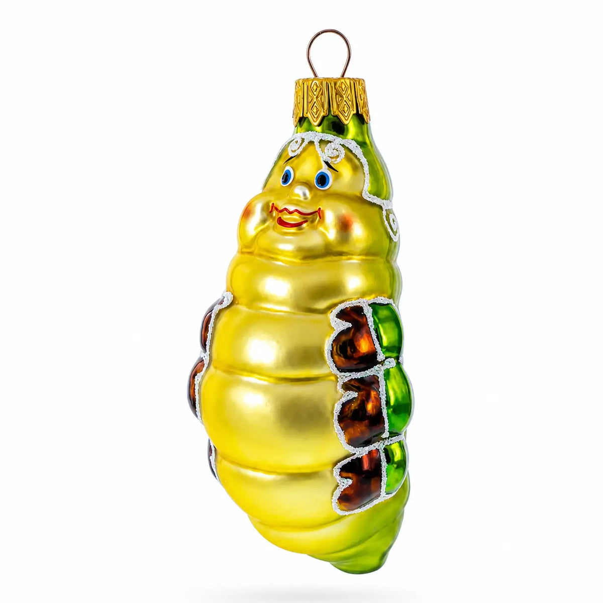 Happy Caterpillar glass ornament handcrafted