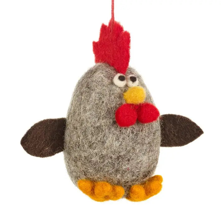 Fair Trade Handmade Albert Eggstine Hanging rooster - brown-Little Fish Co.