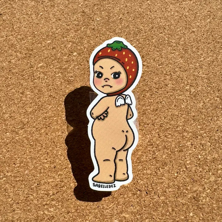 Pink Angry Angel Sticker-Top 30 Stationary-Little Fish Co.