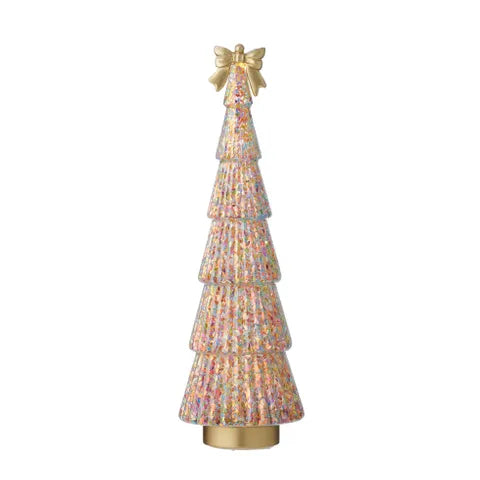Whimsy Bow Tree/LED Glass 38cm