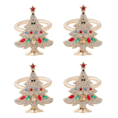Set of 4 Glam Tree napkin rings