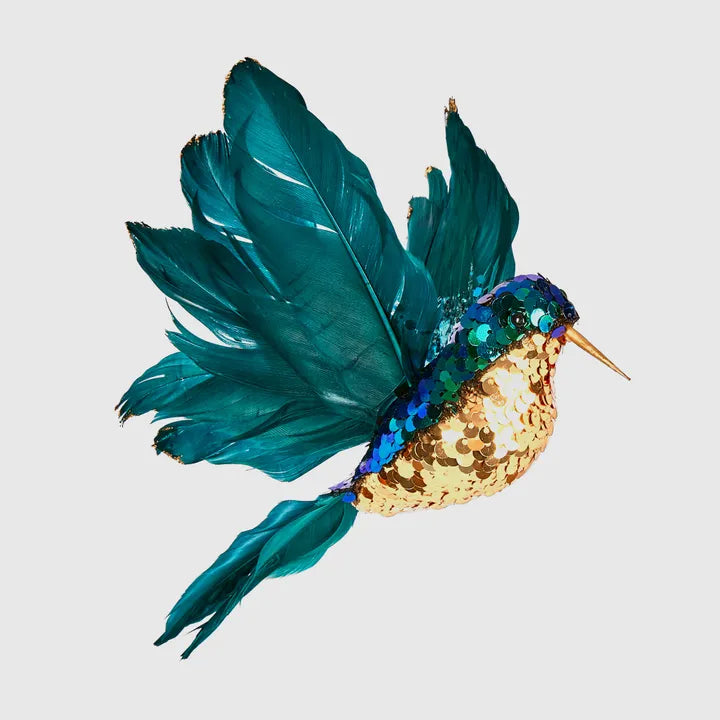 Salson Sequin Hanging Hummingbird Aqua-Little Fish Co.