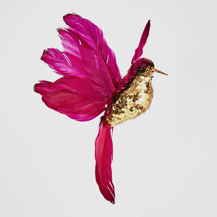 Salson Sequin Hanging Hummingbird Magenta-Little Fish Co.