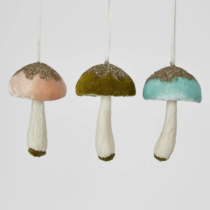 Little Hanging Mushroom Ornament White-Little Fish Co.