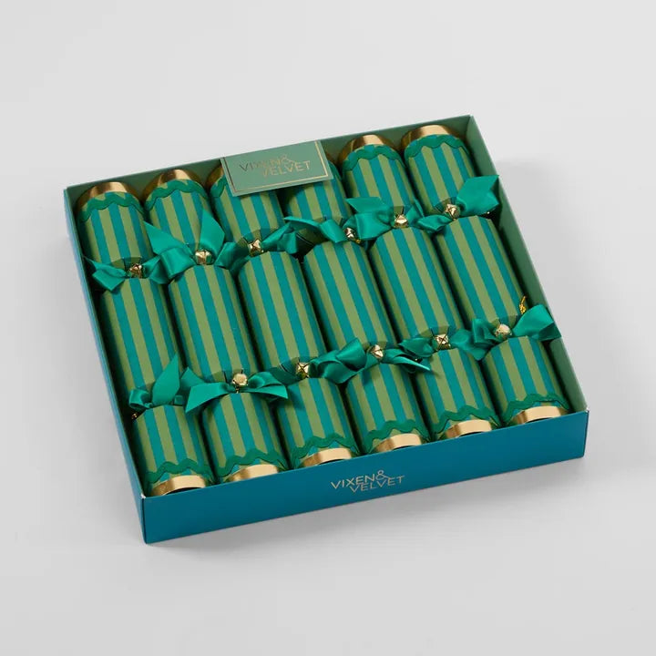 Verdant Striped Cracker Green-Top 30 Christmas-Little Fish Co.