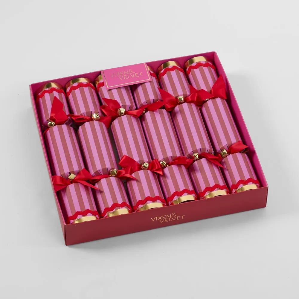 Scarlet Stripe Crackers Fuchsia-Top 30 Christmas-Little Fish Co.