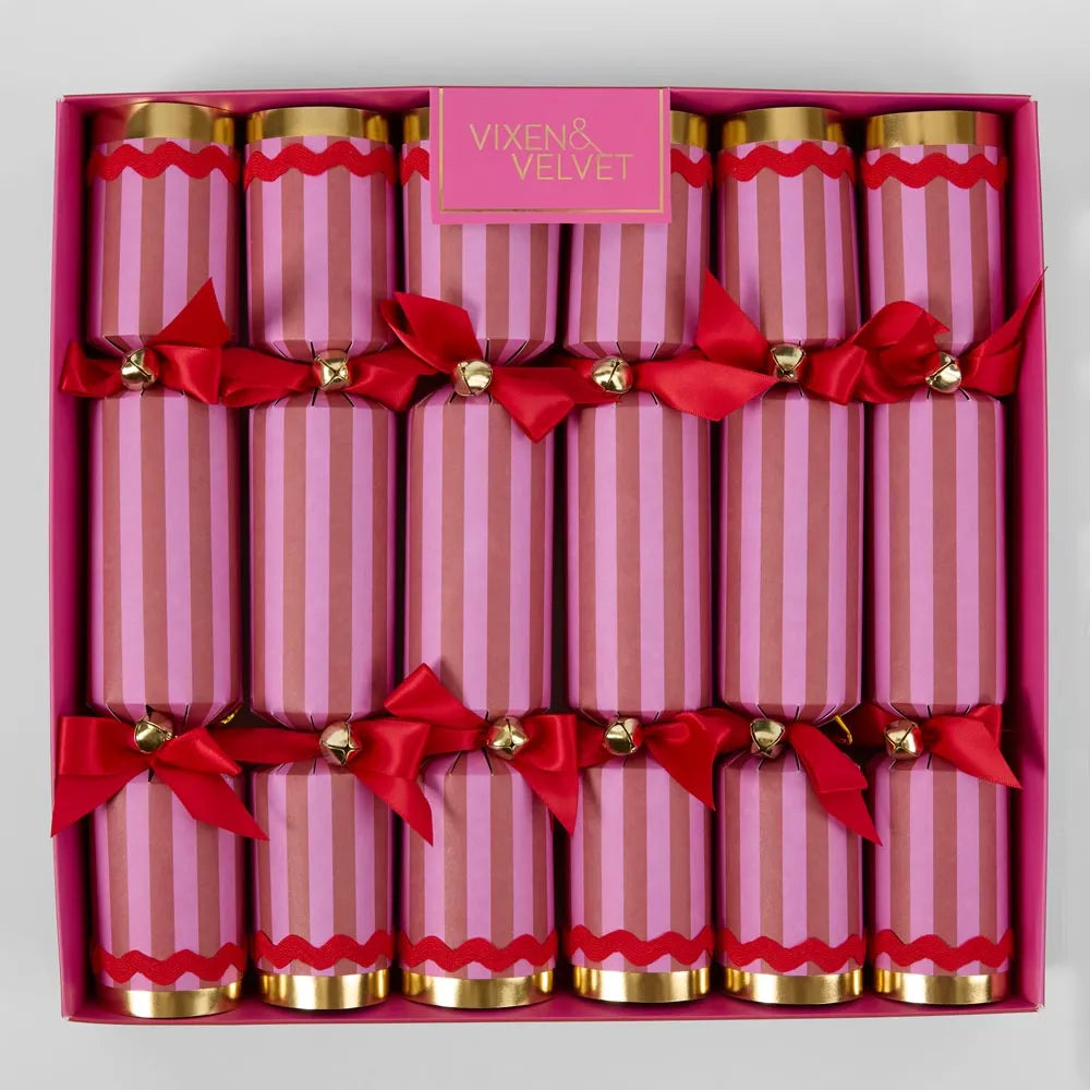 Scarlet Stripe Crackers Fuchsia-Top 30 Christmas-Little Fish Co.