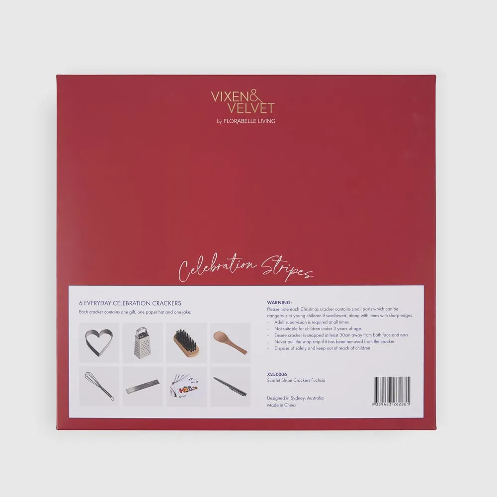Scarlet Stripe Crackers Fuchsia-Top 30 Christmas-Little Fish Co.