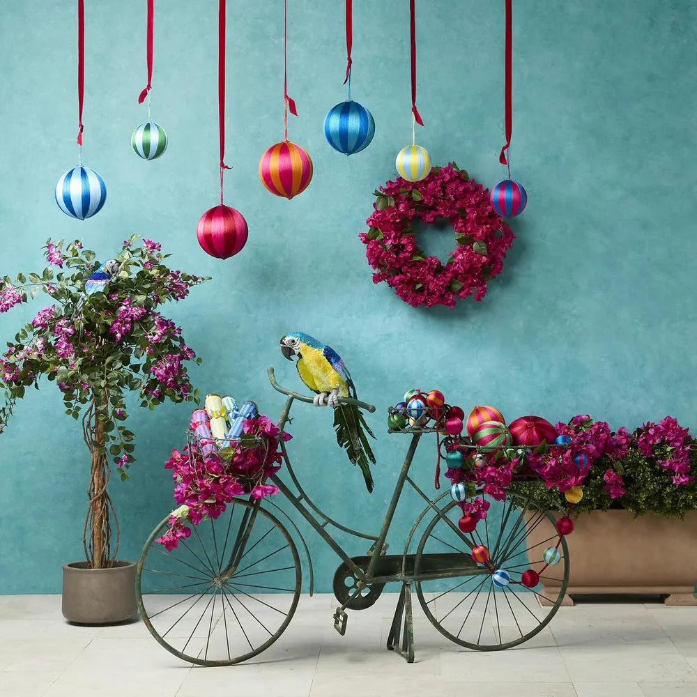 Silk Stripe Bauble Small Blue & Green-Top 30 Christmas-Little Fish Co.