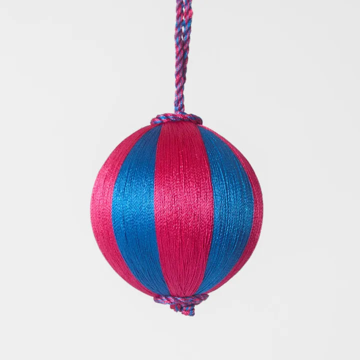 Silk Stripe Bauble Small Pink & Blue-Top 30 Christmas-Little Fish Co.