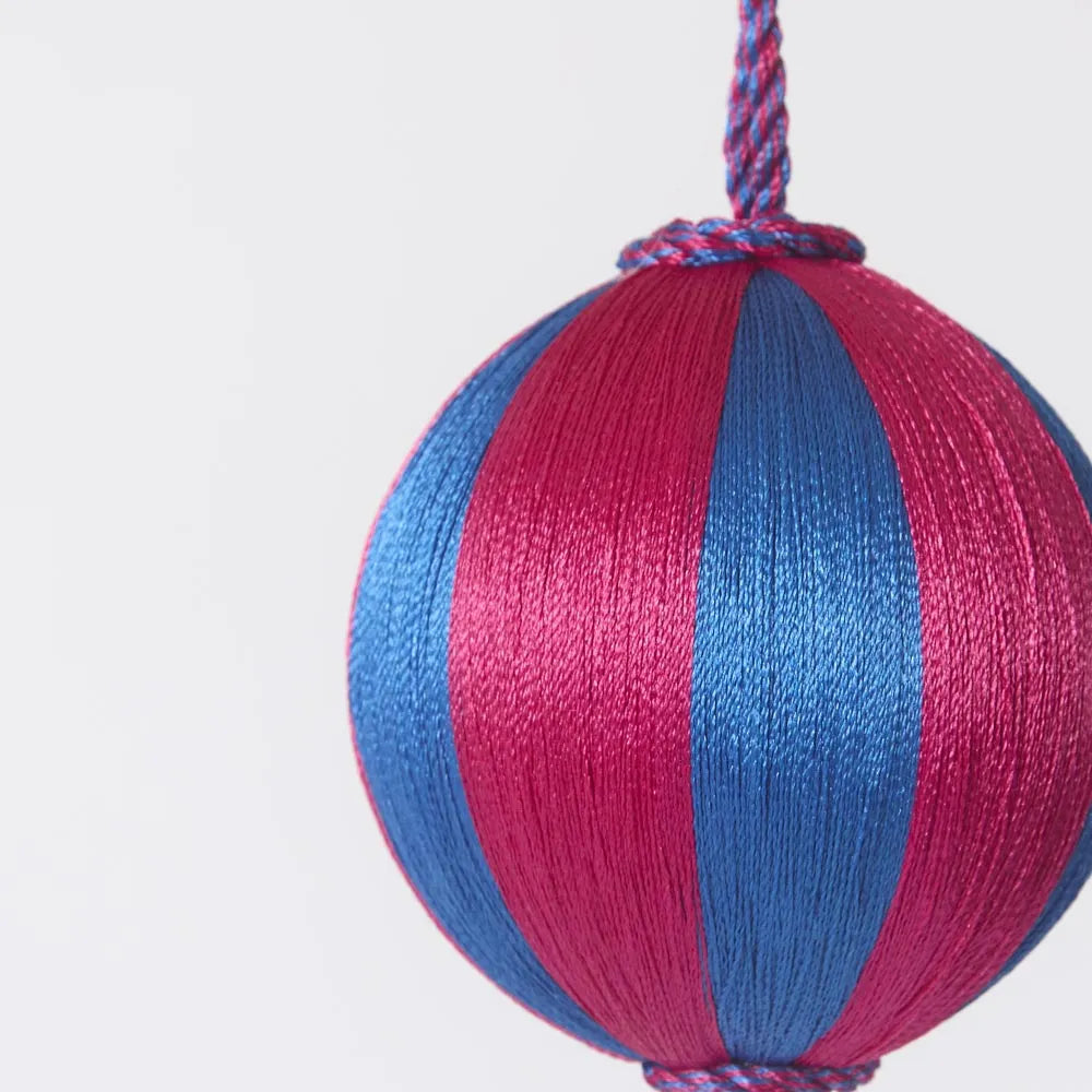 Silk Stripe Bauble Small Pink & Blue-Top 30 Christmas-Little Fish Co.